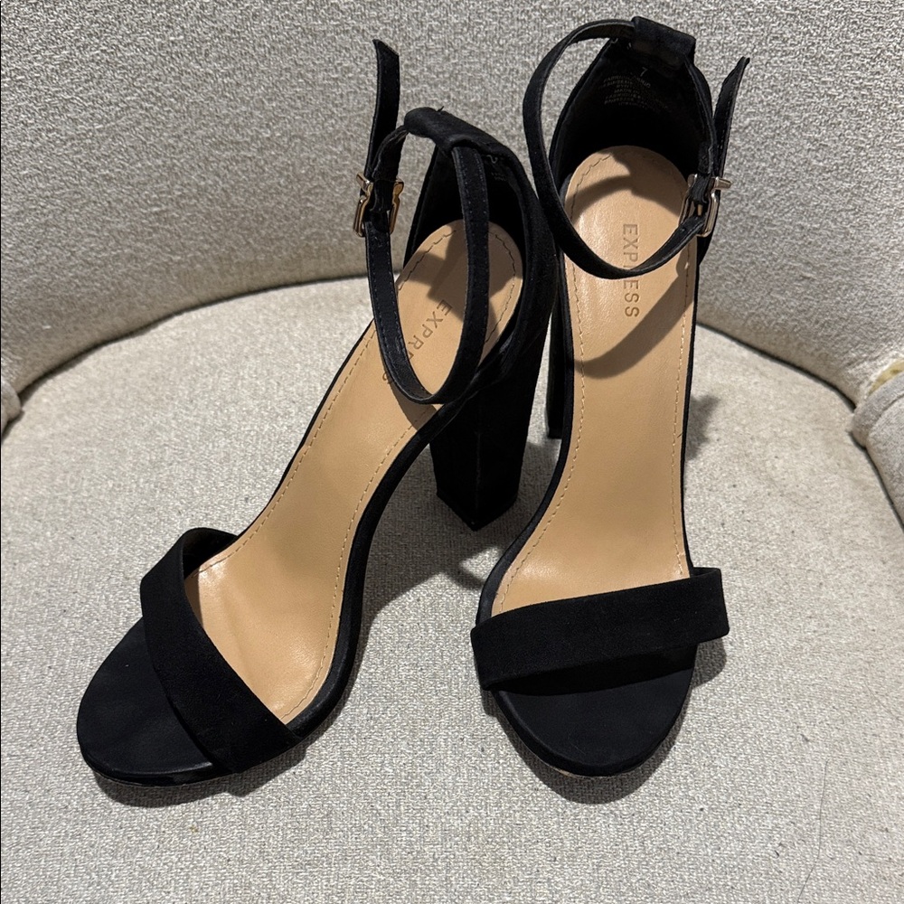 Express Elegant Black Heeled Sandals